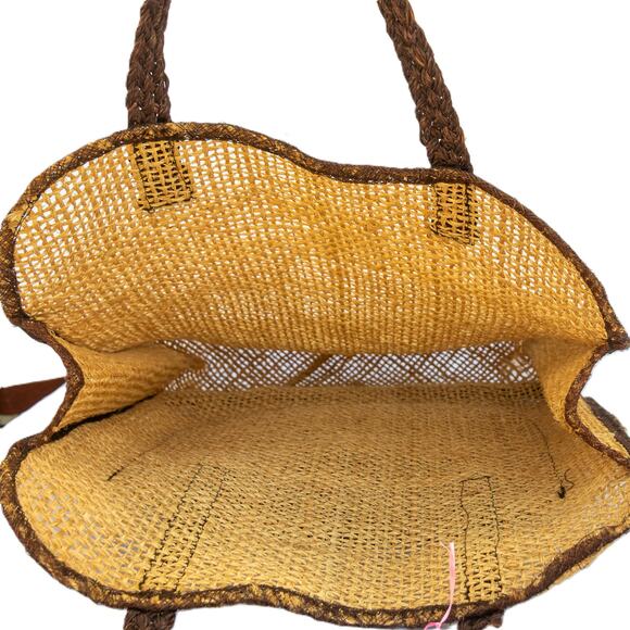 Vintage Woven Jute 70s Beach Tote Shopping Bag - Picture 6 of 7